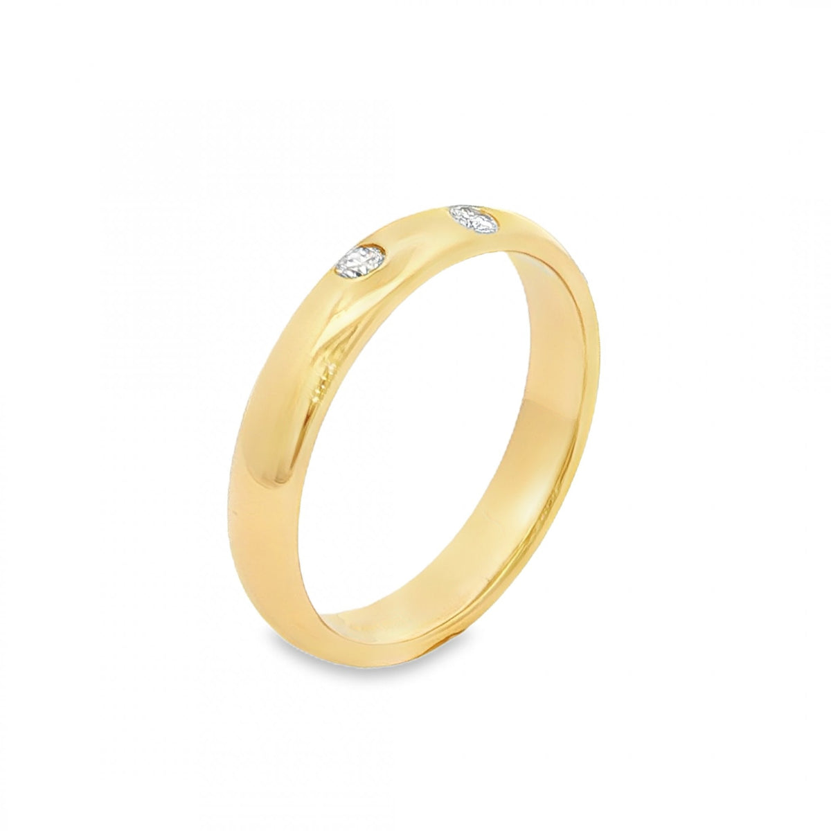 18ct Yellow Gold Diamond Set Band - Size Q - 0.10ct