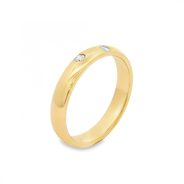 18ct Yellow Gold Diamond Set Band - Size Q - 0.10ct