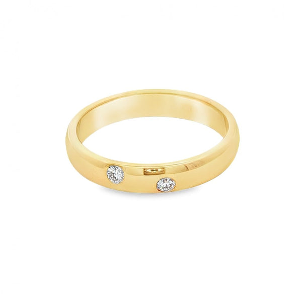 18ct Yellow Gold Diamond Set Band - Size Q - 0.10ct