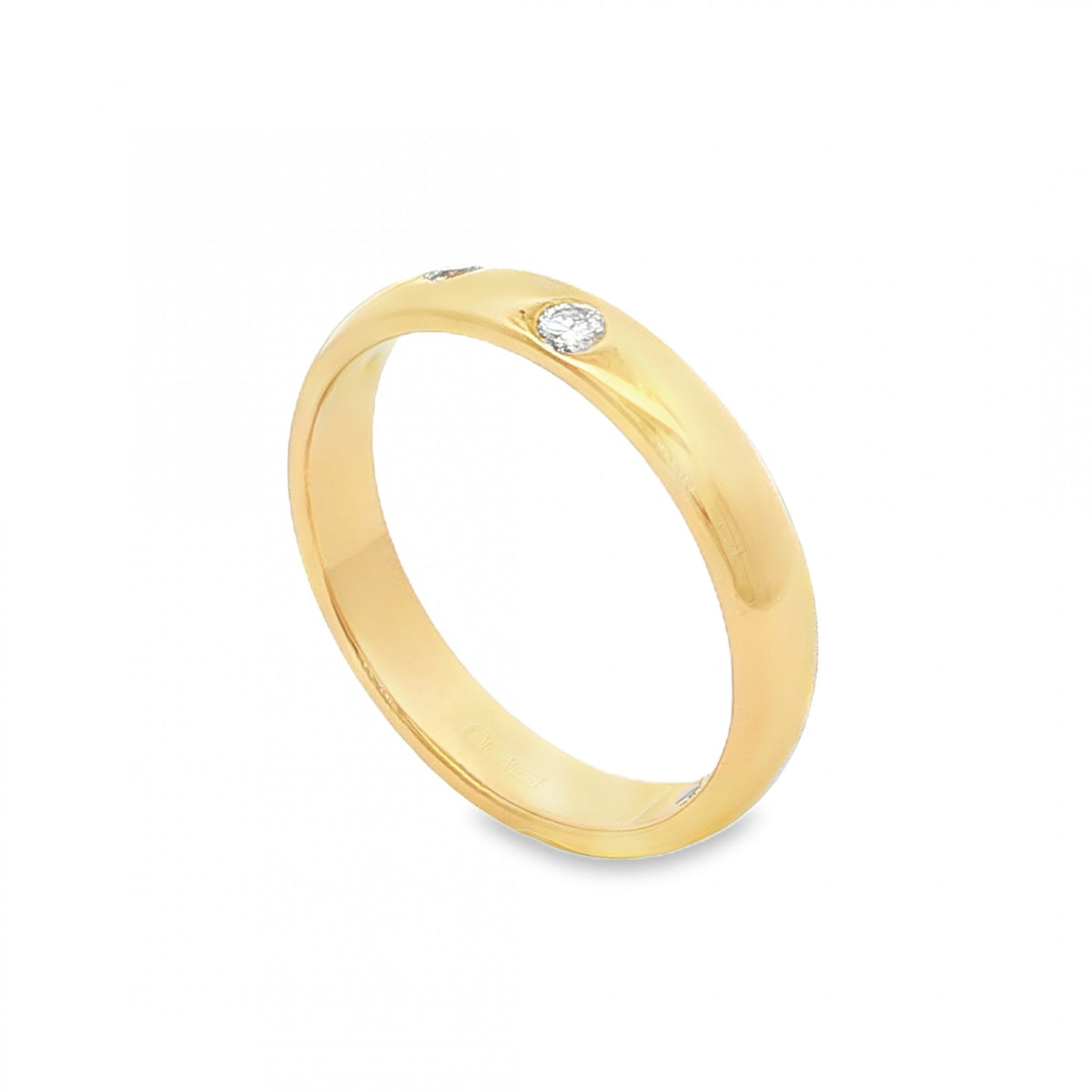 18ct Yellow Gold Diamond Set Band - Size Q - 0.10ct