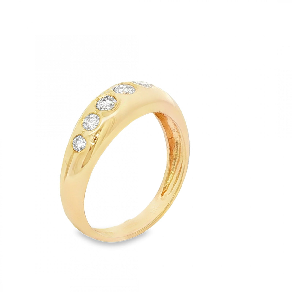9ct Yellow Gold Graduated Diamond Ring - Size N - 0.39ct