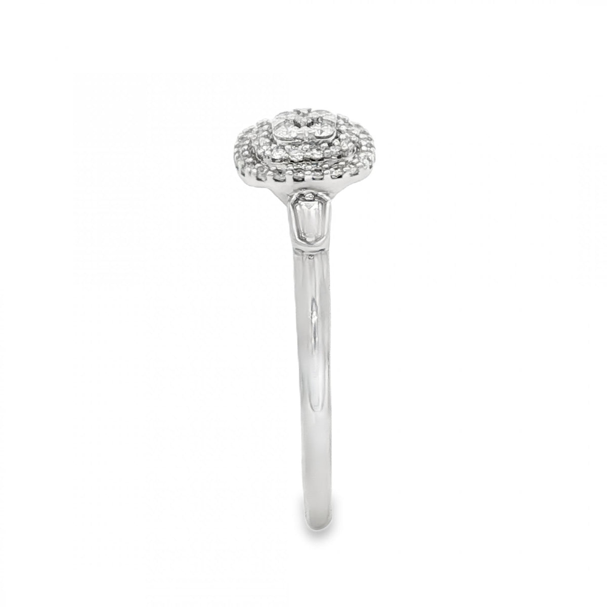 9ct White Gold Diamond Cluster Ring - Size Q - 0.275ct