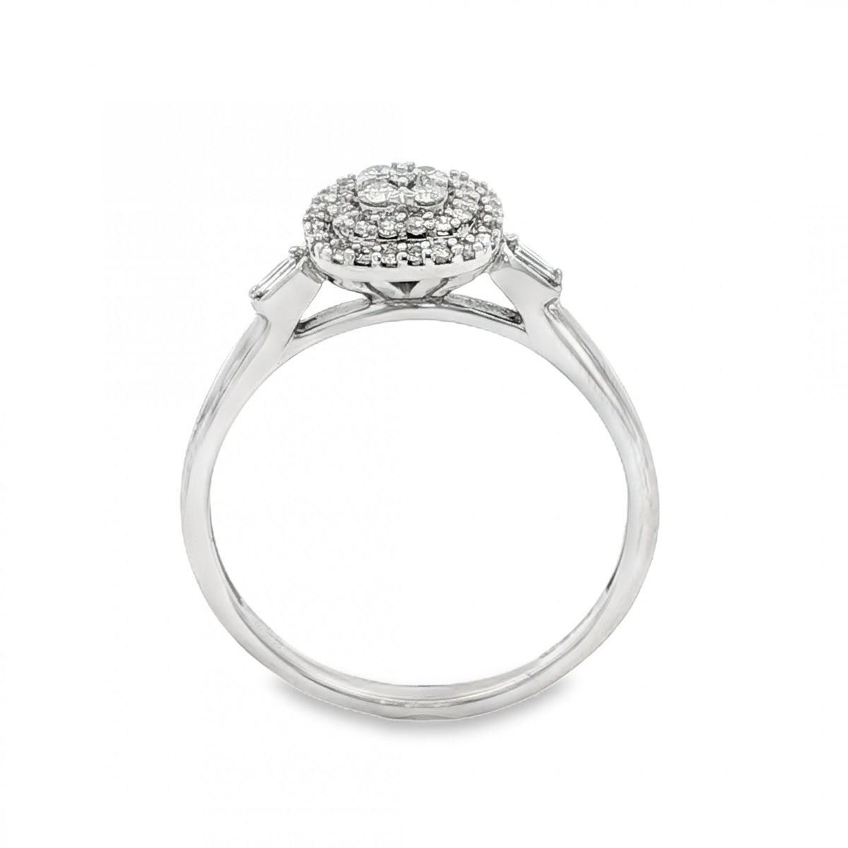 9ct White Gold Diamond Cluster Ring - Size Q - 0.275ct