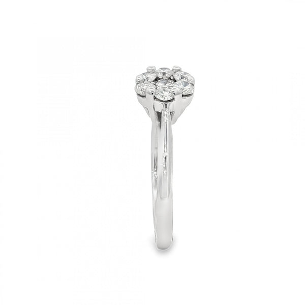 18ct White Gold Diamond Cluster Ring - Size K½ - 0.50ct