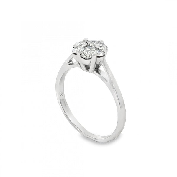 18ct White Gold Diamond Cluster Ring - Size K½ - 0.50ct