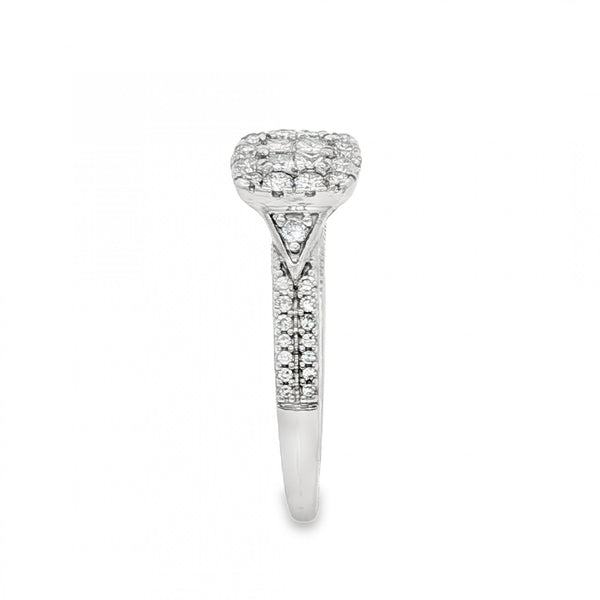 9ct White Gold Diamond Cluster Ring - Size M - 0.50ct