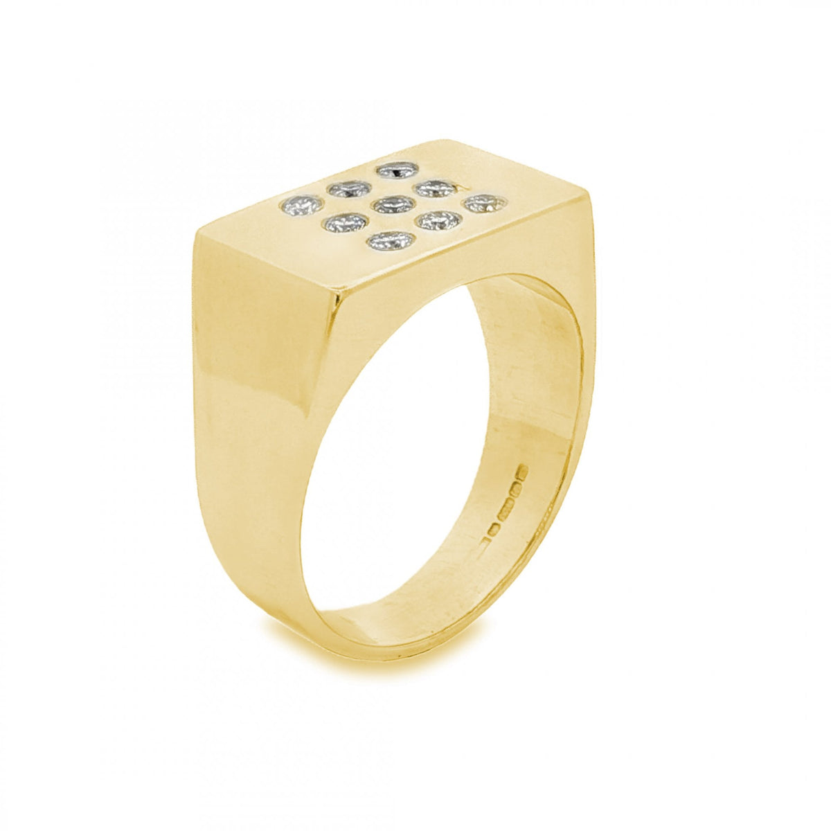 9ct Yellow Gold Diamond Signet Ring - Size S½ - 0.50ct