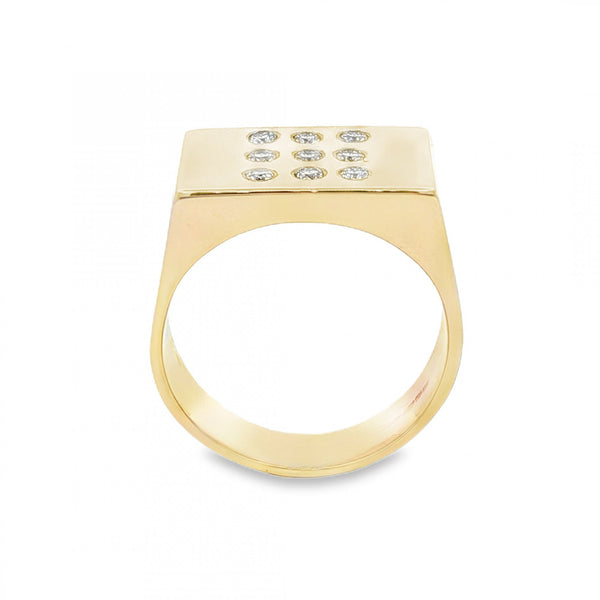 9ct Yellow Gold Diamond Signet Ring - Size S½ - 0.50ct