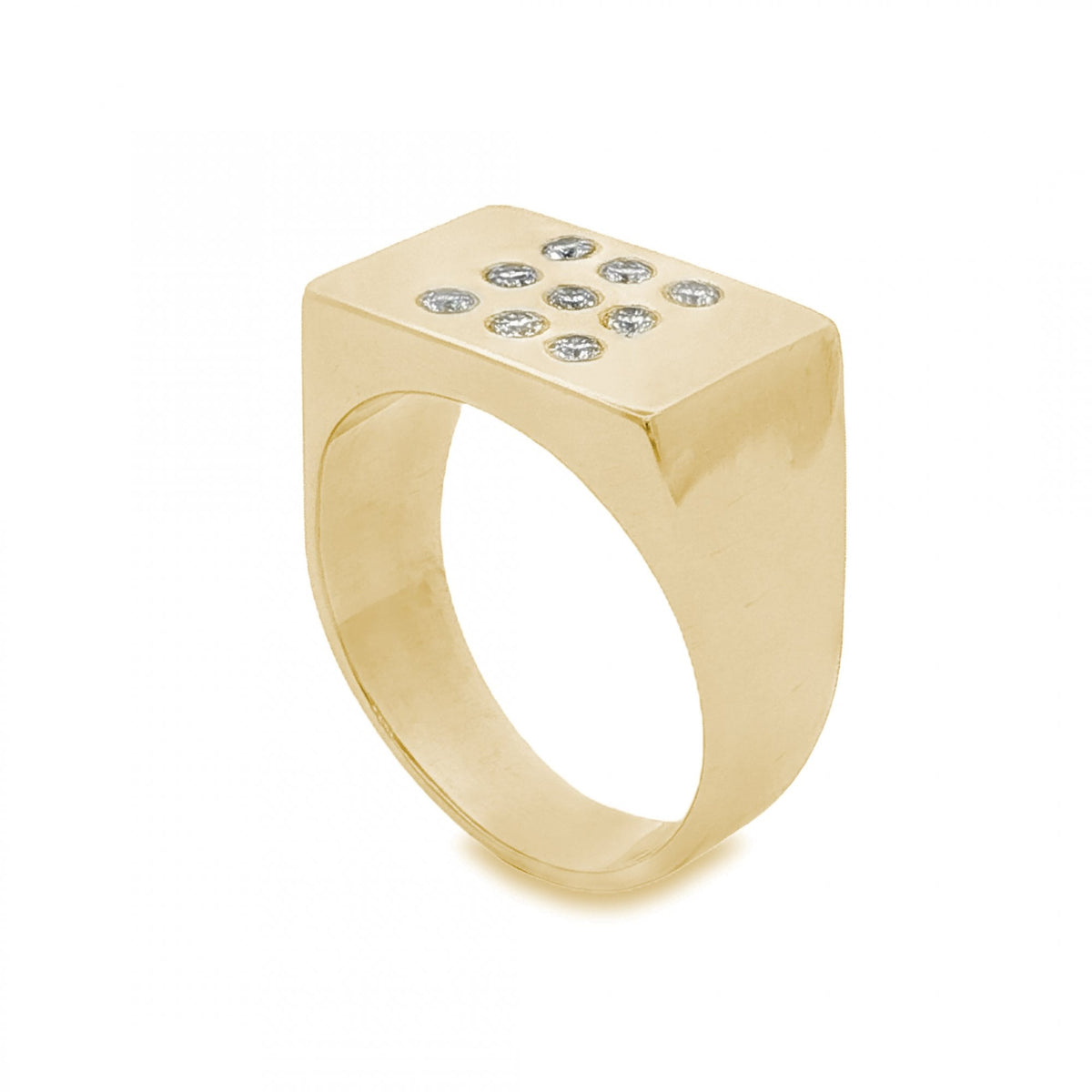 9ct Yellow Gold Diamond Signet Ring - Size S½ - 0.50ct