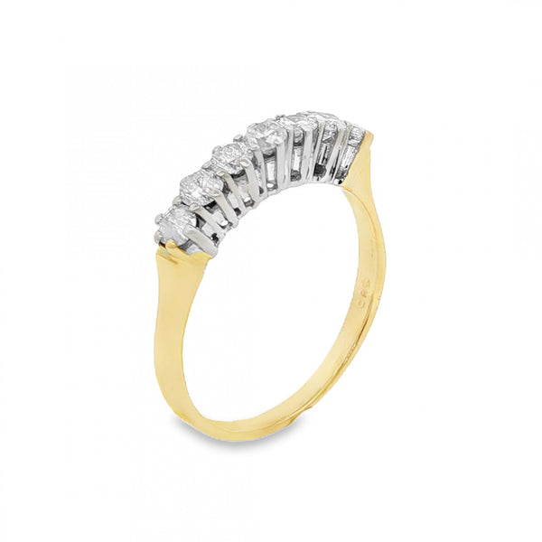 14ct Yellow Gold Diamond Half-Eternity Ring - Size Q - 0.75ct