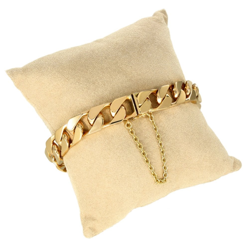 9ct Yellow Gold Heavy Curb Bracelet - 9.5" - 68.6g
