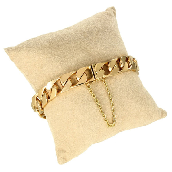 9ct Yellow Gold Heavy Curb Bracelet - 9.5" - 68.6g