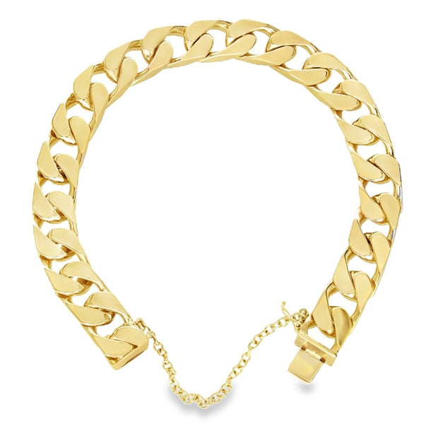9ct Yellow Gold Heavy Curb Bracelet - 9.5" - 68.6g
