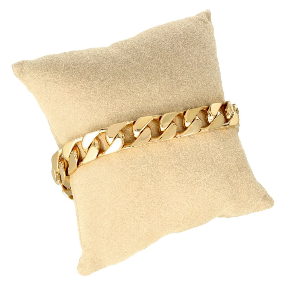 9ct Yellow Gold Heavy Curb Bracelet - 9.5" - 68.6g