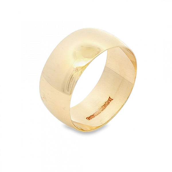 9ct Yellow Gold D-Shape Wedding Band - Size Q - 9mm