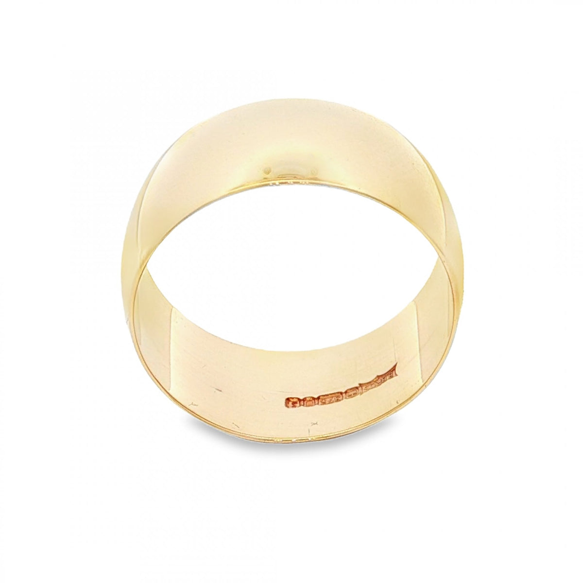 9ct Yellow Gold D-Shape Wedding Band - Size Q - 9mm