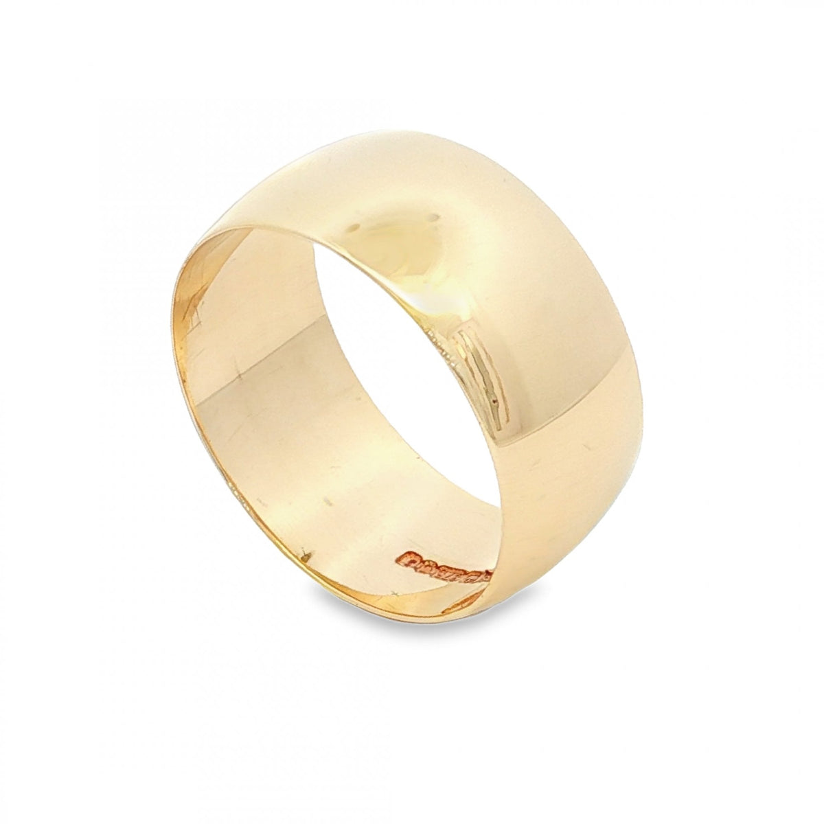 9ct Yellow Gold D-Shape Wedding Band - Size Q - 9mm
