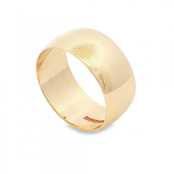 9ct Yellow Gold D-Shape Wedding Band - Size Q - 9mm