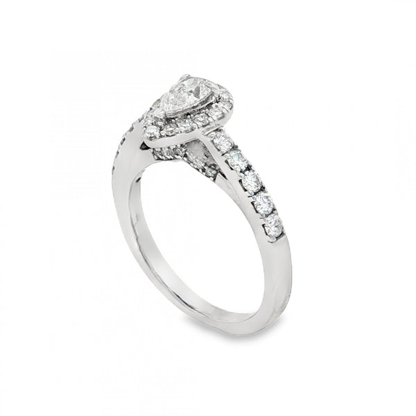 18ct White Gold Pear Diamond Cluster Ring - Size I½ - 0.75ct