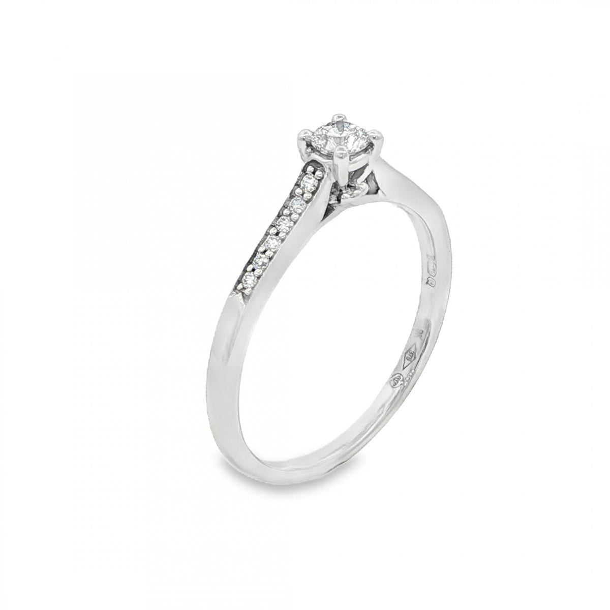 9ct White Gold Diamond Engagement Ring - Size Q - 0.31ct