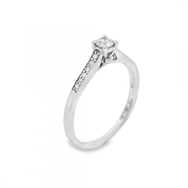 9ct White Gold Diamond Engagement Ring - Size Q - 0.31ct