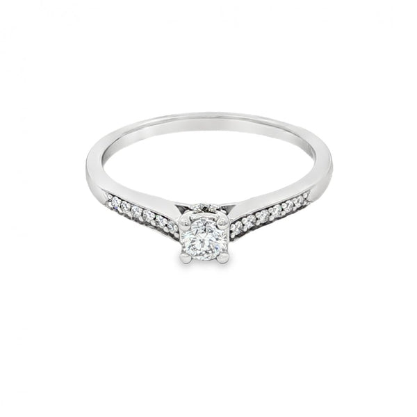 9ct White Gold Diamond Engagement Ring - Size Q - 0.31ct