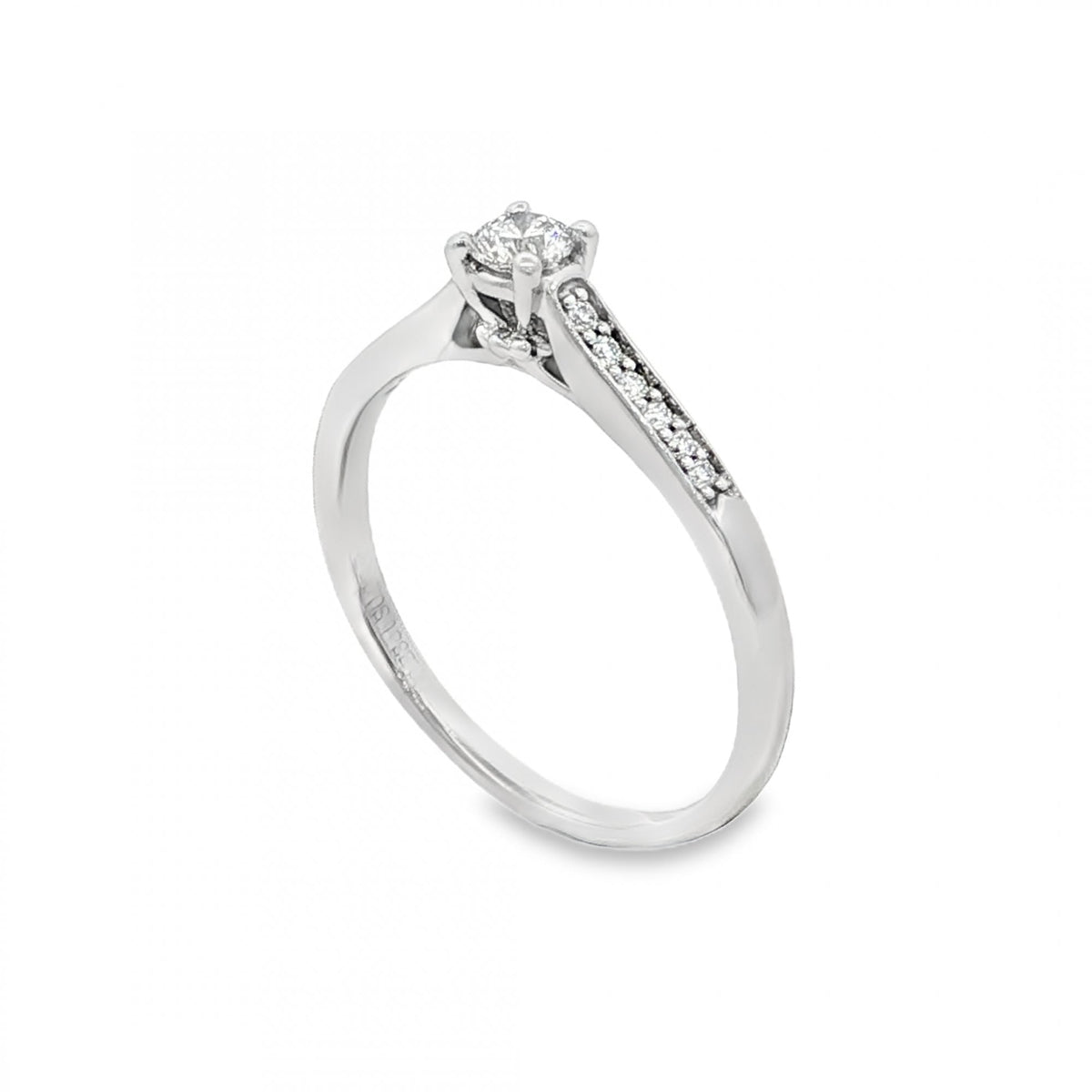 9ct White Gold Diamond Engagement Ring - Size Q - 0.31ct