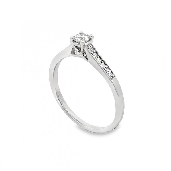 9ct White Gold Diamond Engagement Ring - Size Q - 0.31ct