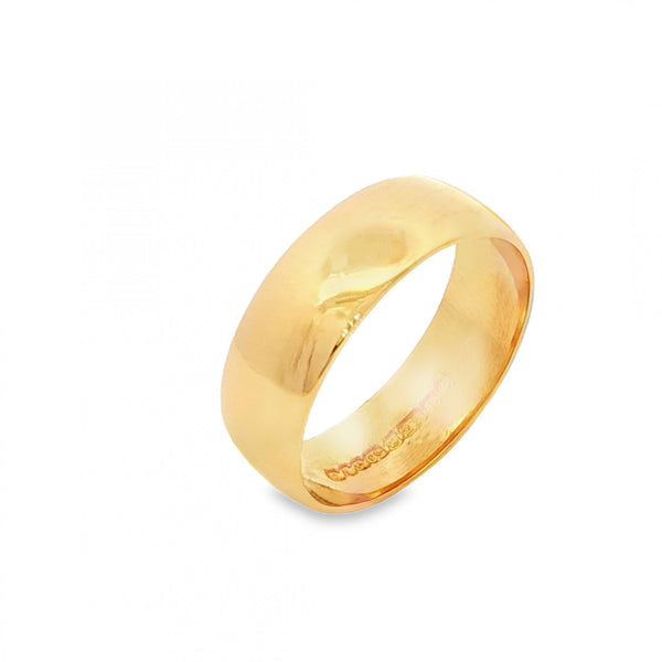 18ct Yellow Gold D-Shape Wedding Band - Size M½ - 6mm