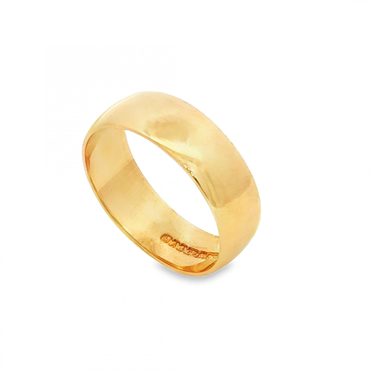 18ct Yellow Gold D-Shape Wedding Band - Size M½ - 6mm