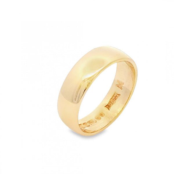 9ct Yellow Gold D-Shape Wedding Band - Size M - 6mm