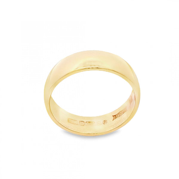 9ct Yellow Gold D-Shape Wedding Band - Size M - 6mm