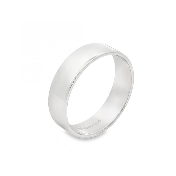 9ct White Gold D-Shape Wedding Band - Size M½ - 5mm