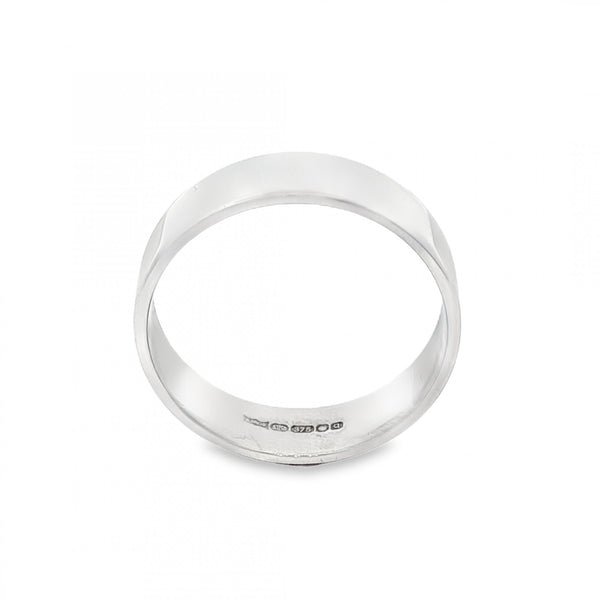 9ct White Gold D-Shape Wedding Band - Size M½ - 5mm