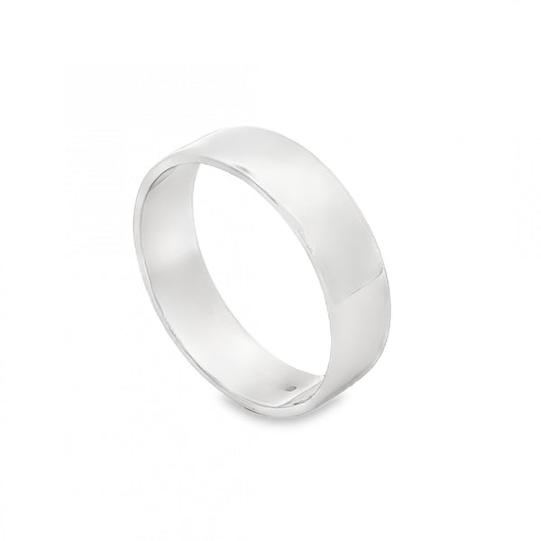 9ct White Gold D-Shape Wedding Band - Size M½ - 5mm