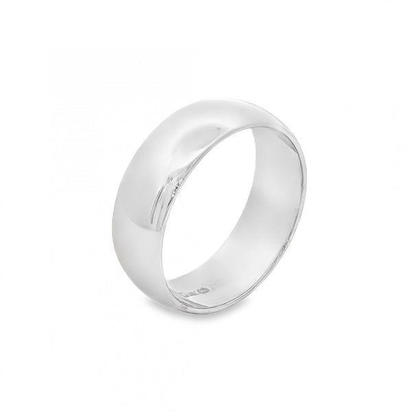 18ct White Gold D-Shape Wedding Band - Size L - 6mm