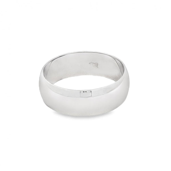 18ct White Gold D-Shape Wedding Band - Size L - 6mm