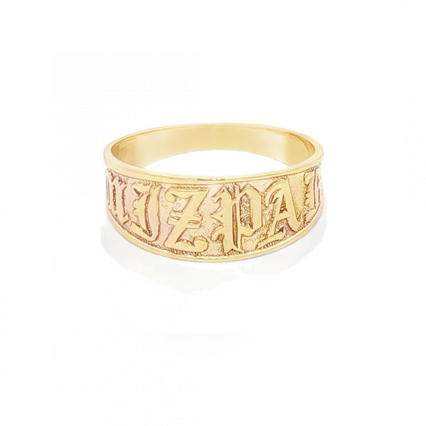 9ct Yellow Gold Mizpah Ring - Size T - 9mm