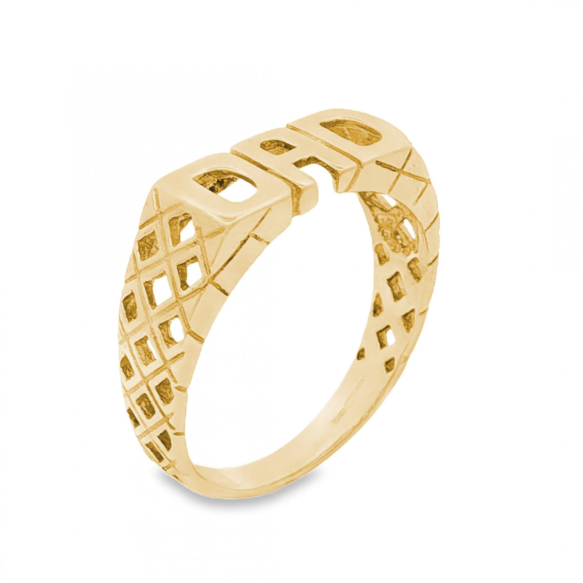9ct Yellow Gold “DAD” Ring - Size T - 7mm