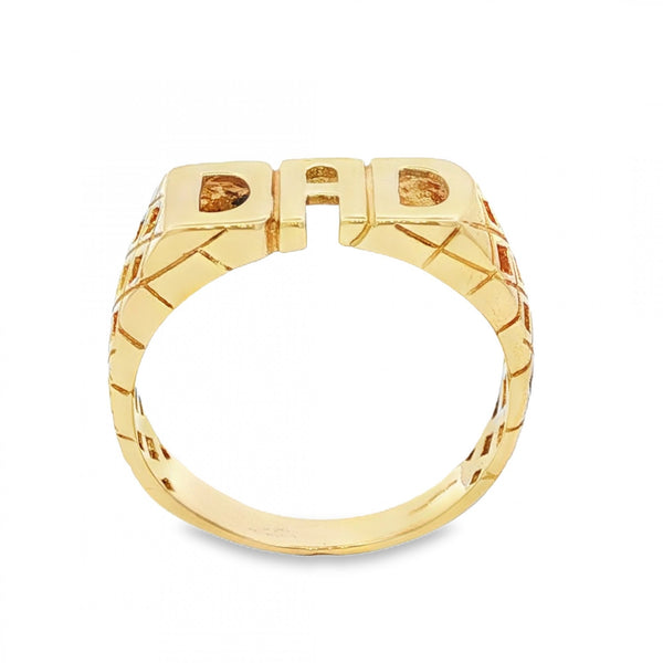 9ct Yellow Gold “DAD” Ring - Size T - 7mm