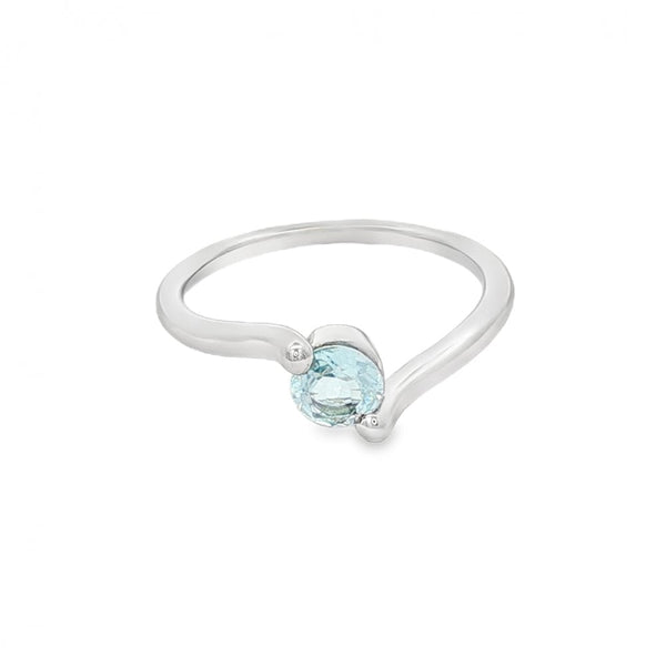 9ct White Gold Blue Topaz Engagement Ring - Size L - 2.1g
