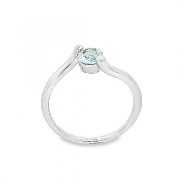 9ct White Gold Blue Topaz Engagement Ring - Size L - 2.1g