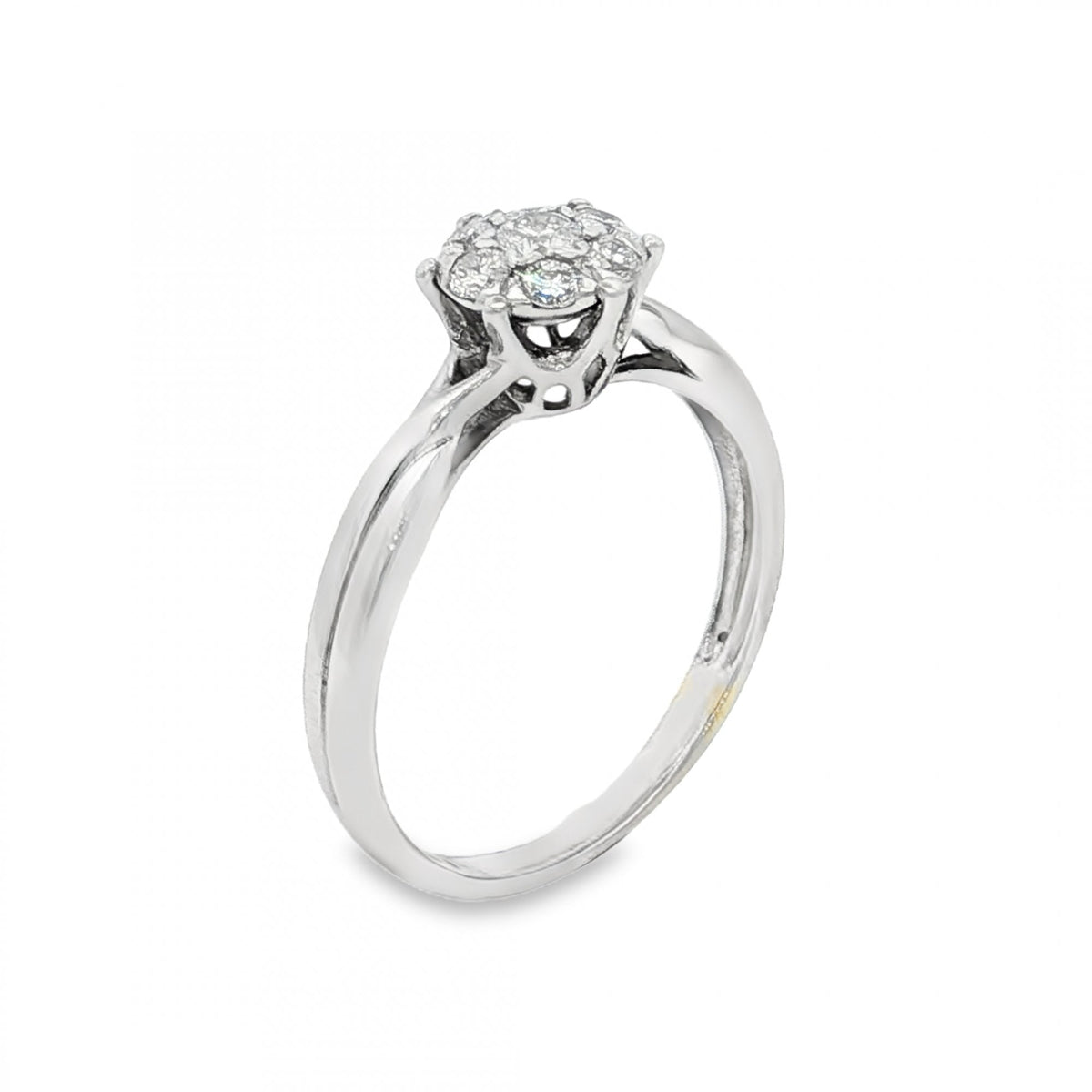 18ct White Gold Diamond Cluster Ring - Size L½ - 0.26ct