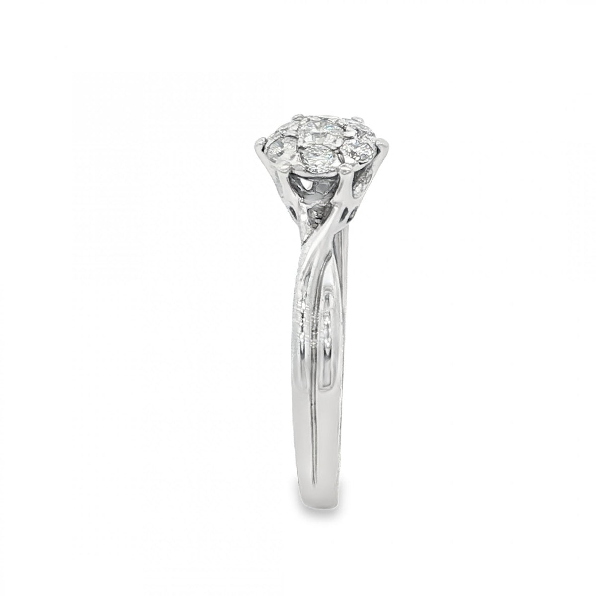 18ct White Gold Diamond Cluster Ring - Size L½ - 0.26ct