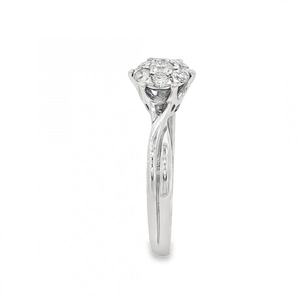18ct White Gold Diamond Cluster Ring - Size L½ - 0.26ct