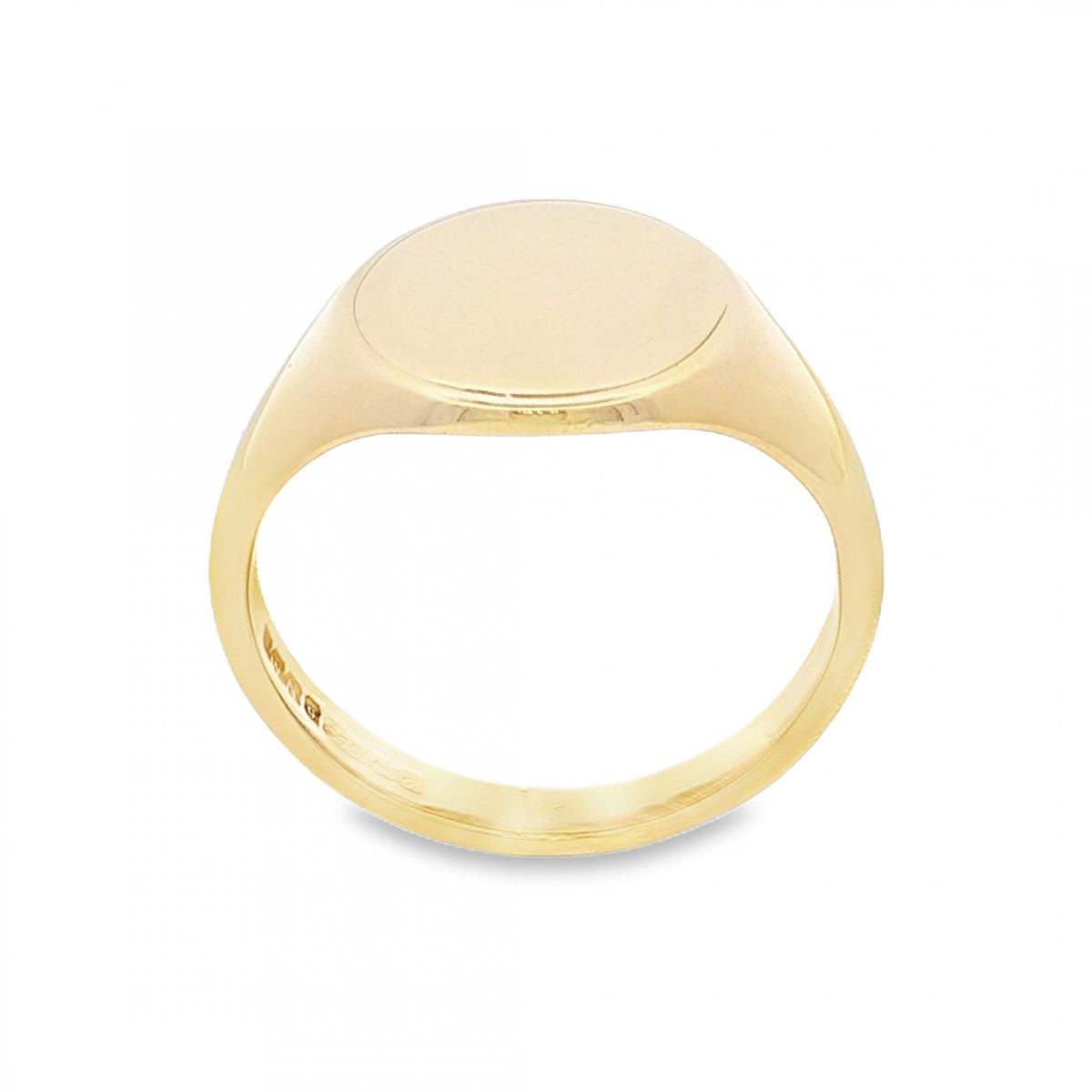 9ct Yellow Gold Plain Oval Signet Ring - Size U - 16mm