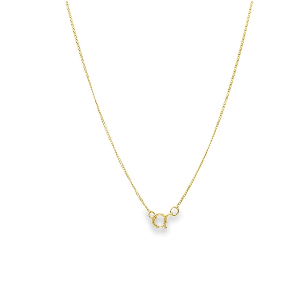 9ct Yellow Gold Emerald & CZ Pendant & Necklace - 18" - 1.5g