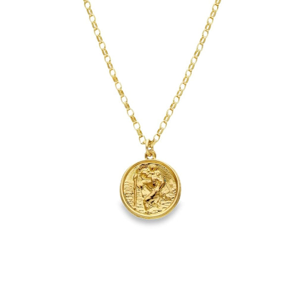 9ct Yellow Gold St. Christopher Pendant & Chain - 16" - 2.2g