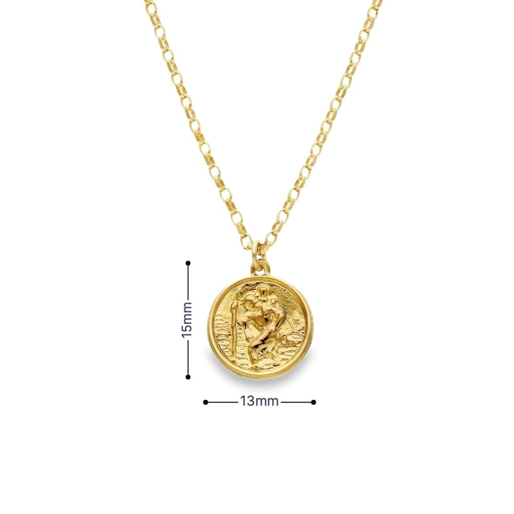 9ct Yellow Gold St. Christopher Pendant & Chain - 16" - 2.2g