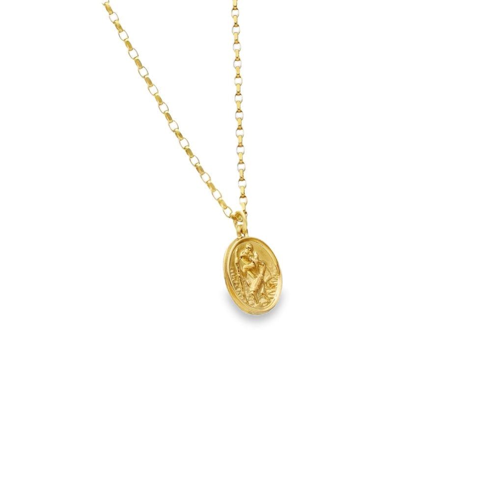 9ct Yellow Gold St. Christopher Pendant & Chain - 16" - 2.2g
